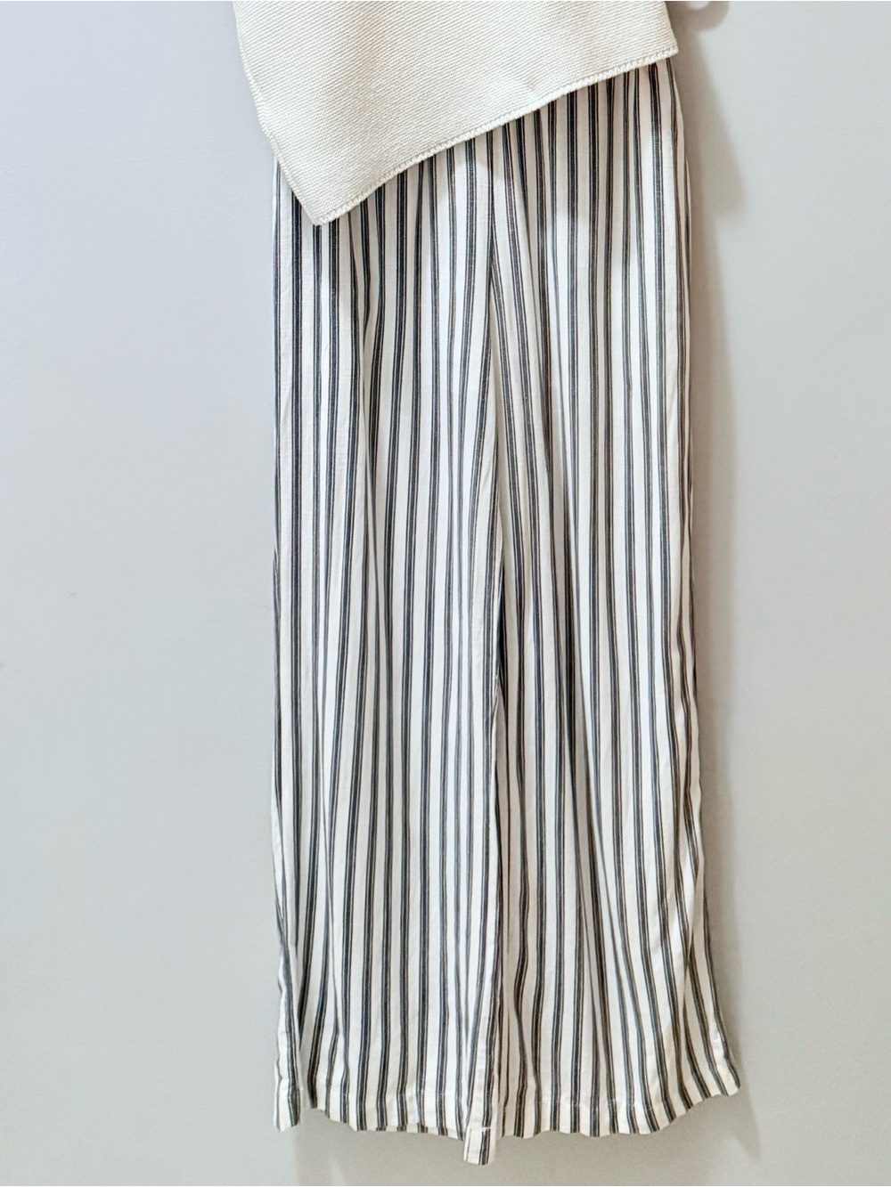 Wide Leg Navy Striped Linen blend Palazzo Pants S - Perfect Summer Pant